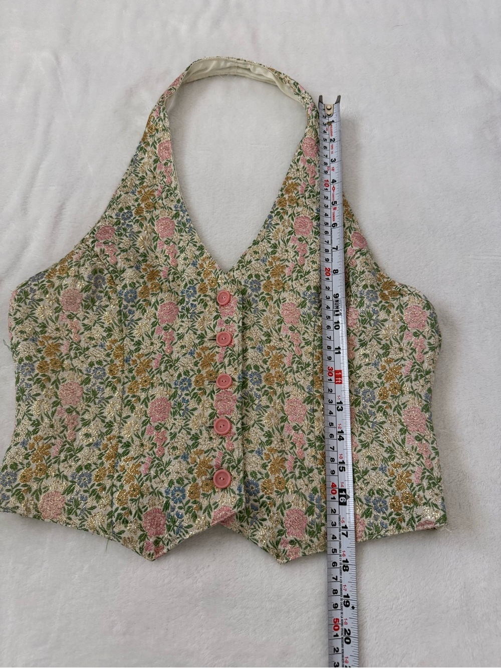 Fairycore Floral Brocade Halter Vest Whimsy Goth Cottagecore Boho Top - Picture 7 of 7